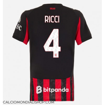 Maglie da calcio AC Milan Samuele Ricci #4 Prima Maglia Femminile 2025-26 Manica Corta Maglie da calcio AC Milan Samuele Ricci #4 Prima Maglia Femminile 2025-26 Manica Corta